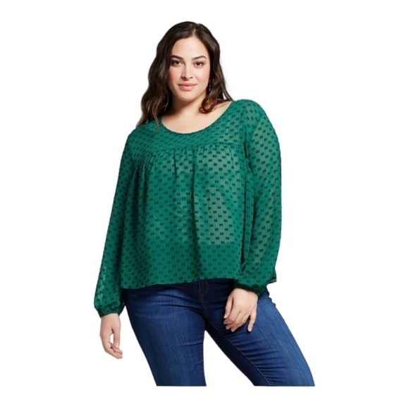 Long sleeve textured blouse - Picture 1 of 8